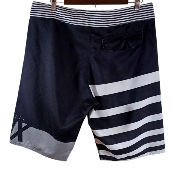 Fox Racing H20 Black White Board Shorts 34 Stars Stripes Motocross Swim Trunks - Picture 6 of 10